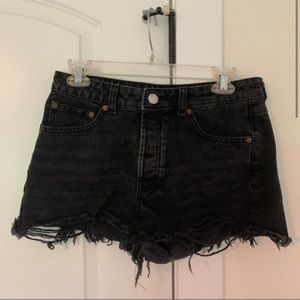 Zara black wash denim shorts